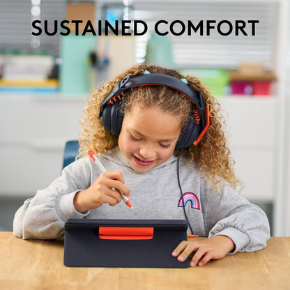 Logitech Zone Learn Wired Headset with Microphone for Learners, Comfortable and Adjustable Fit for Kids, USB C, for Windows/MacOS/iPadOS/Android/Mobile - Over-Ear, Blue