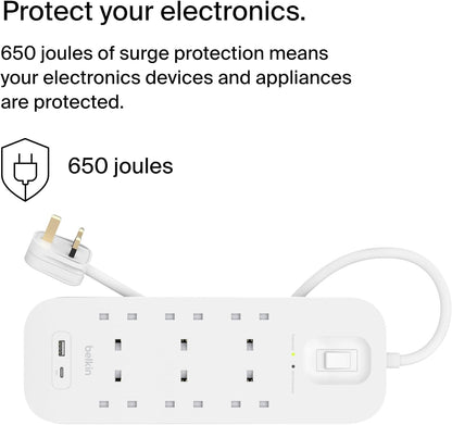 Surge Protection With Usb C 6 Outlet