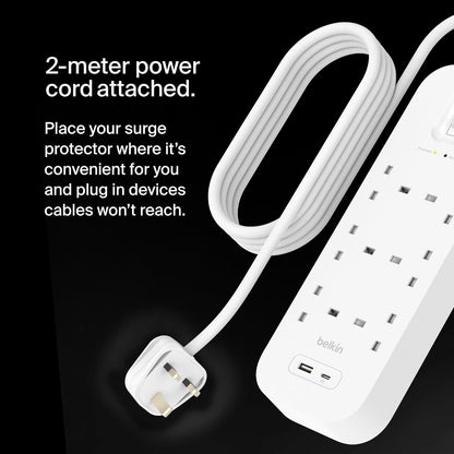 Surge Protection With Usb C 6 Outlet