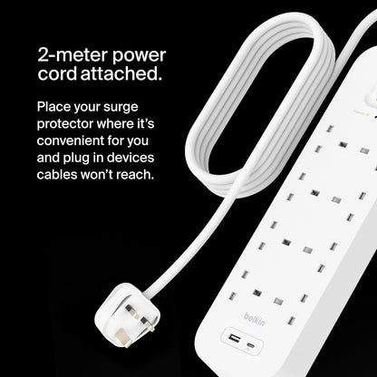 Surge Protection With Usb C 8 Outlet