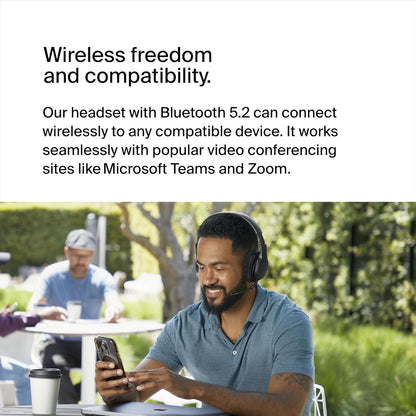 Belkin SoundForm Adapt Wireless Over-Ear Headset,Headphones for Work, Play, Gaming, & Travel with Built-In Boom Microphone - Compatible with iPhone, iPad, Galaxy, and More - Black