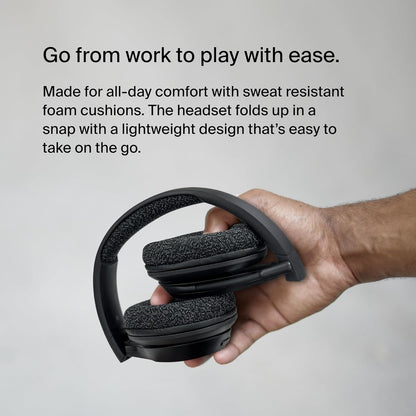 Belkin SoundForm Adapt Wireless Over-Ear Headset,Headphones for Work, Play, Gaming, & Travel with Built-In Boom Microphone - Compatible with iPhone, iPad, Galaxy, and More - Black