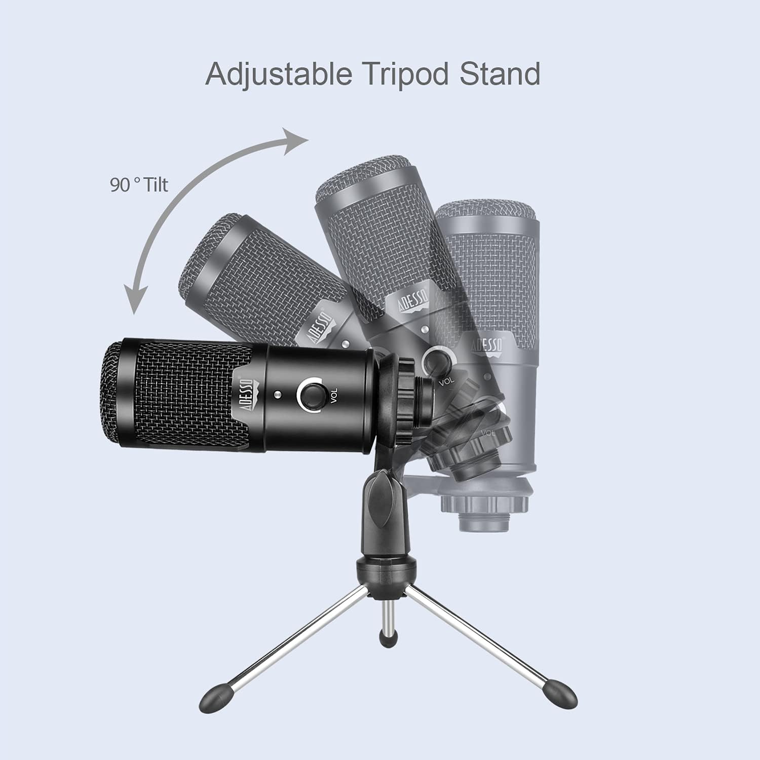 Adesso Xtream M4 Cardioid USB Microphone with Stand for Recording, Streaming and Meetings