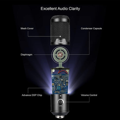 Adesso Xtream M4 Cardioid USB Microphone with Stand for Recording, Streaming and Meetings