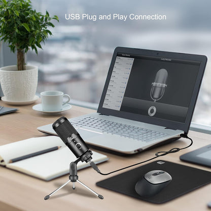 Adesso Xtream M4 Cardioid USB Microphone with Stand for Recording, Streaming and Meetings
