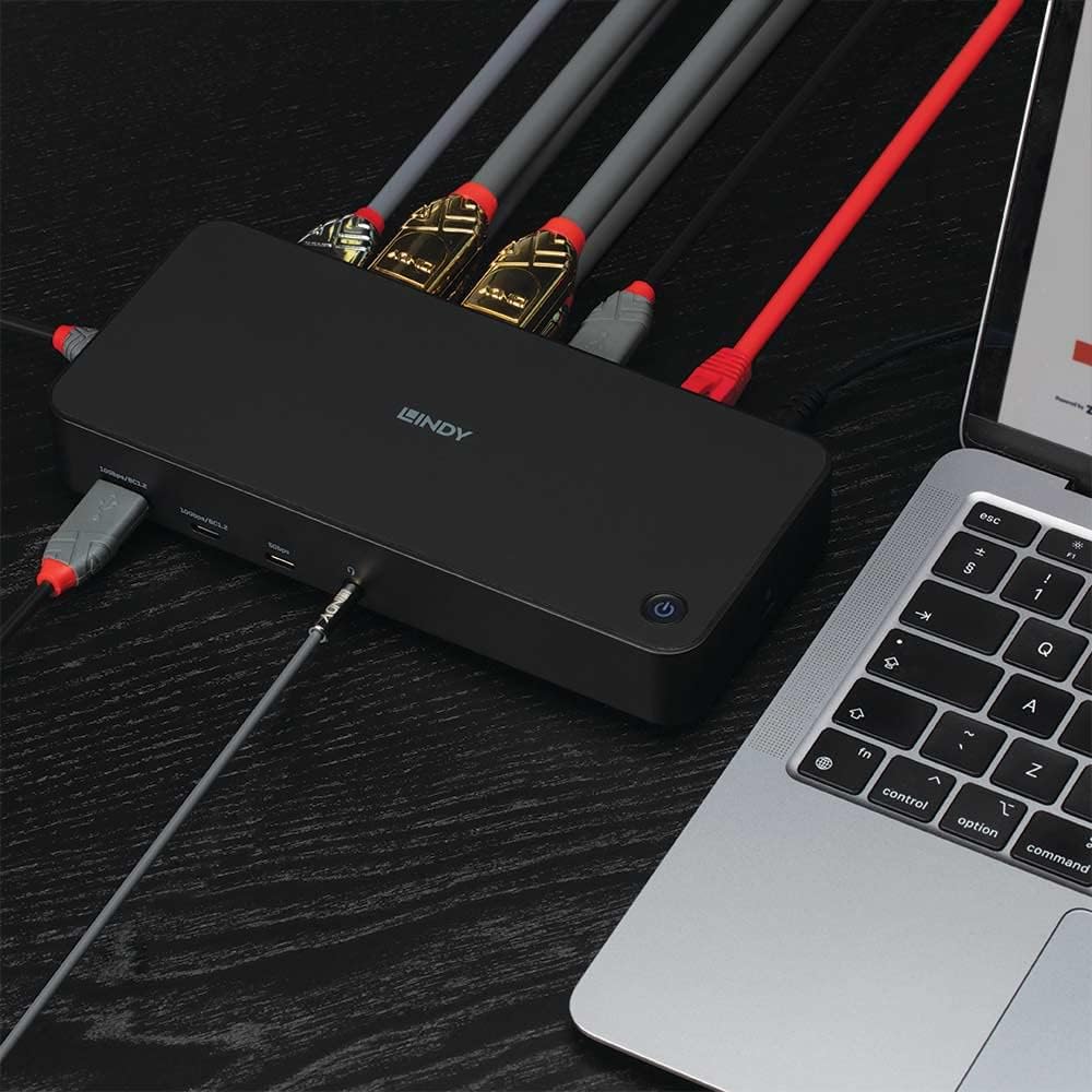 LINDY DST-Pro Universal, USB Type C and Type A Hybrid Laptop Docking Station - 4K HDMI, 2x4K (DP or HDMI