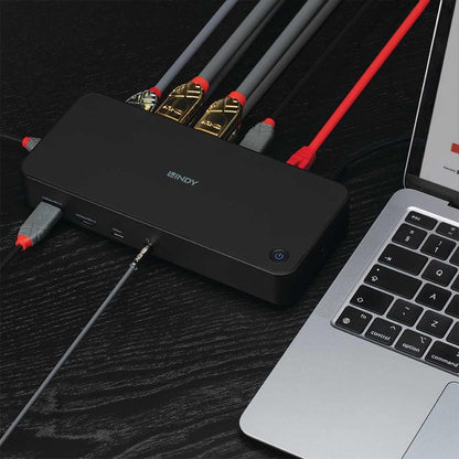 LINDY DST-Pro Universal, USB Type C and Type A Hybrid Laptop Docking Station - 4K HDMI, 2x4K (DP or HDMI
