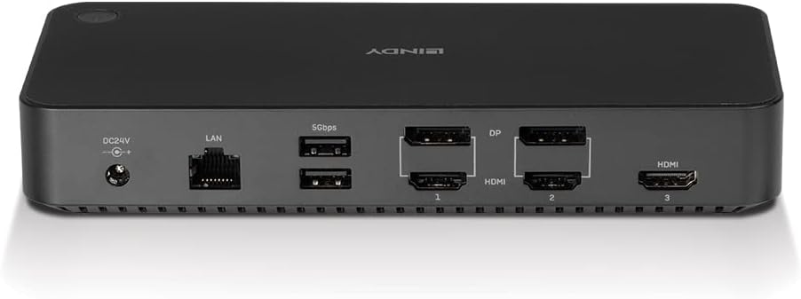 LINDY DST-Pro Universal, USB Type C and Type A Hybrid Laptop Docking Station - 4K HDMI, 2x4K (DP or HDMI