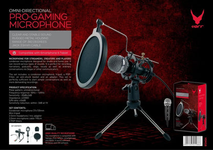 Gaming Microphone Set Inc Stand -Mic Popfilter Tripod Shockbaskt