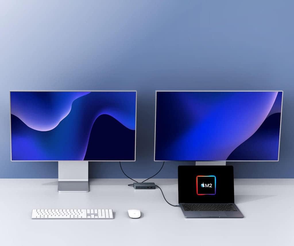 Hyper USB-C Hub, 10-in-1 USB Dock, Universal Dual Display 4K HDMI, Ethernet, USB-A, USB-C,MicroSD/SD - for MacBook M1 M2 Pro/Air, Windows PC, Chromebook, Midnight Blue