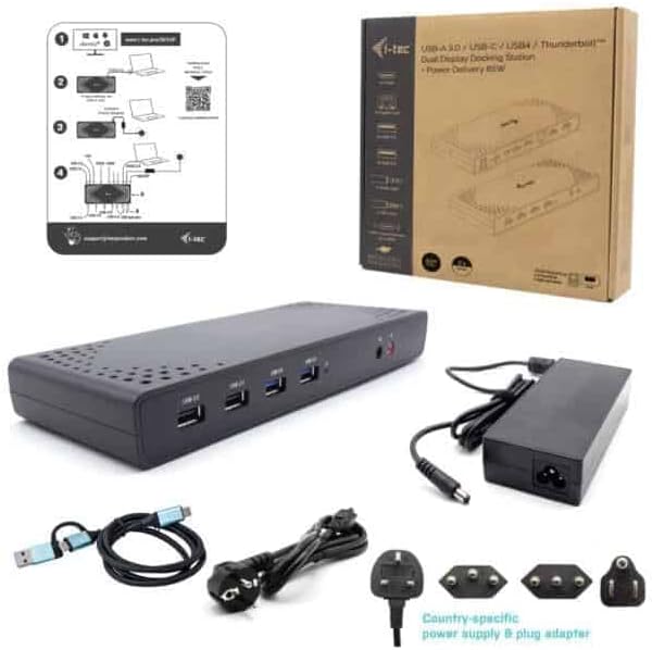 USB 3.0/USB-C/TB 2X HDMI DOCKING STATION + PD 85W UK VERS