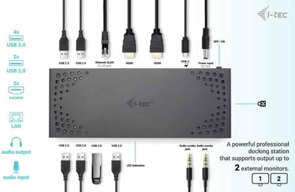 USB 3.0/USB-C/TB 2X HDMI DOCKING STATION + PD 85W UK VERS