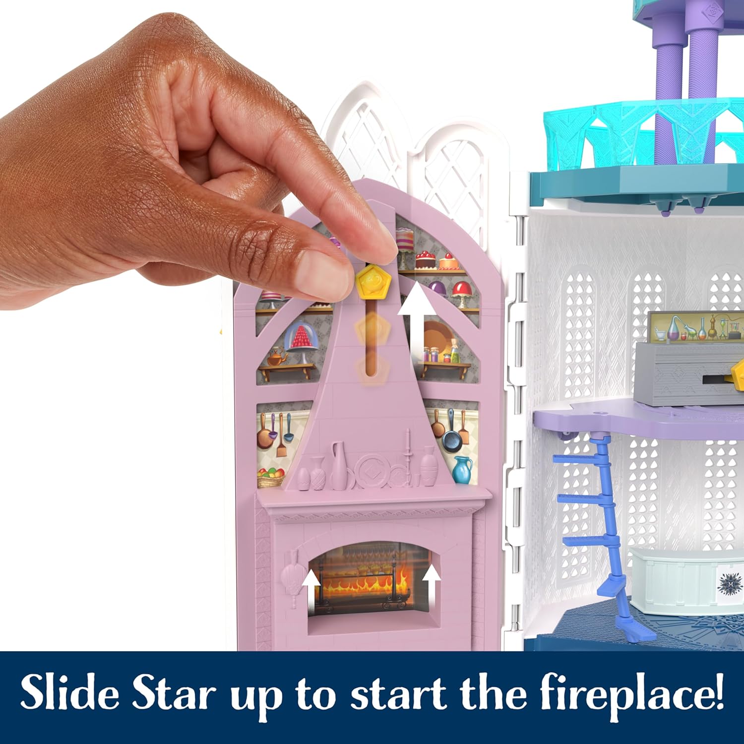 Mattel Disney Wish El Poder de los Deseos, Castillo Reino de Rosas Casa de muñecas con figuras y accesorios, inspirado en la película, juguete +3 años (HPX38