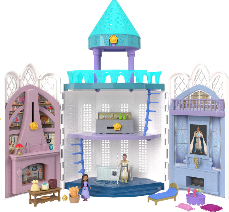Mattel Disney Wish El Poder de los Deseos, Castillo Reino de Rosas Casa de muñecas con figuras y accesorios, inspirado en la película, juguete +3 años (HPX38