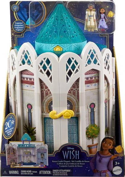 Mattel Disney Wish El Poder de los Deseos, Castillo Reino de Rosas Casa de muñecas con figuras y accesorios, inspirado en la película, juguete +3 años (HPX38