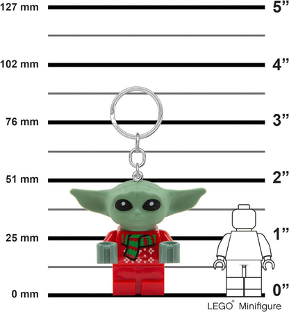 LEGO Star Wars The Mandalorian Keychain Light - Grogu Holiday Sweater (KE208H), Ages 6+, 1 Keychain Light, Green, S