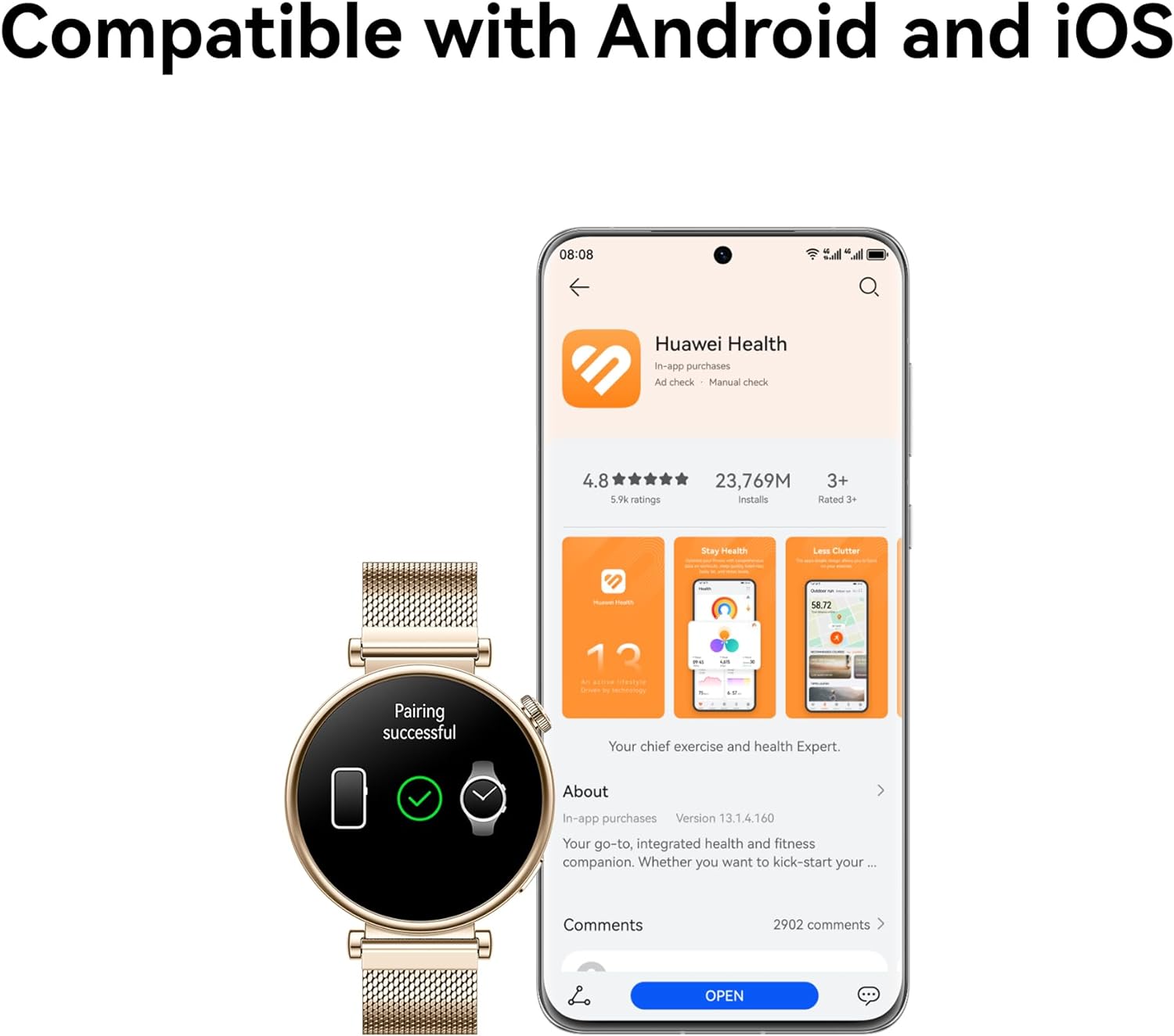 HUAWEI WATCH GT 4 Smart Watch for Women - Fitness Tracker Compatible with iOS & Android - 24H Health Monitoring including specific Women Health Management - Long Battery Life - 41MM