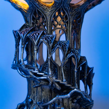 The Noble Collection The Lord of the Rings Lothlorien Candle Holder - 10in (25cm) Resin and Frosted Glass Candle Holder - Officially Licensed Film Set Movie Props Gifts
