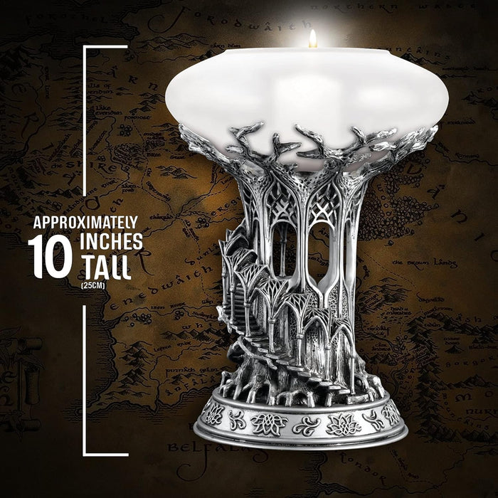 The Noble Collection The Lord of the Rings Lothlorien Candle Holder - 10in (25cm) Resin and Frosted Glass Candle Holder - Officially Licensed Film Set Movie Props Gifts