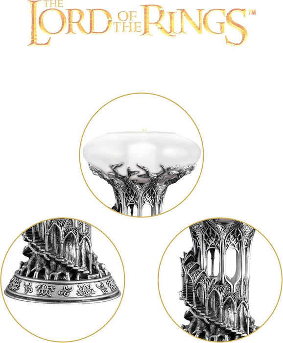The Noble Collection The Lord of the Rings Lothlorien Candle Holder - 10in (25cm) Resin and Frosted Glass Candle Holder - Officially Licensed Film Set Movie Props Gifts