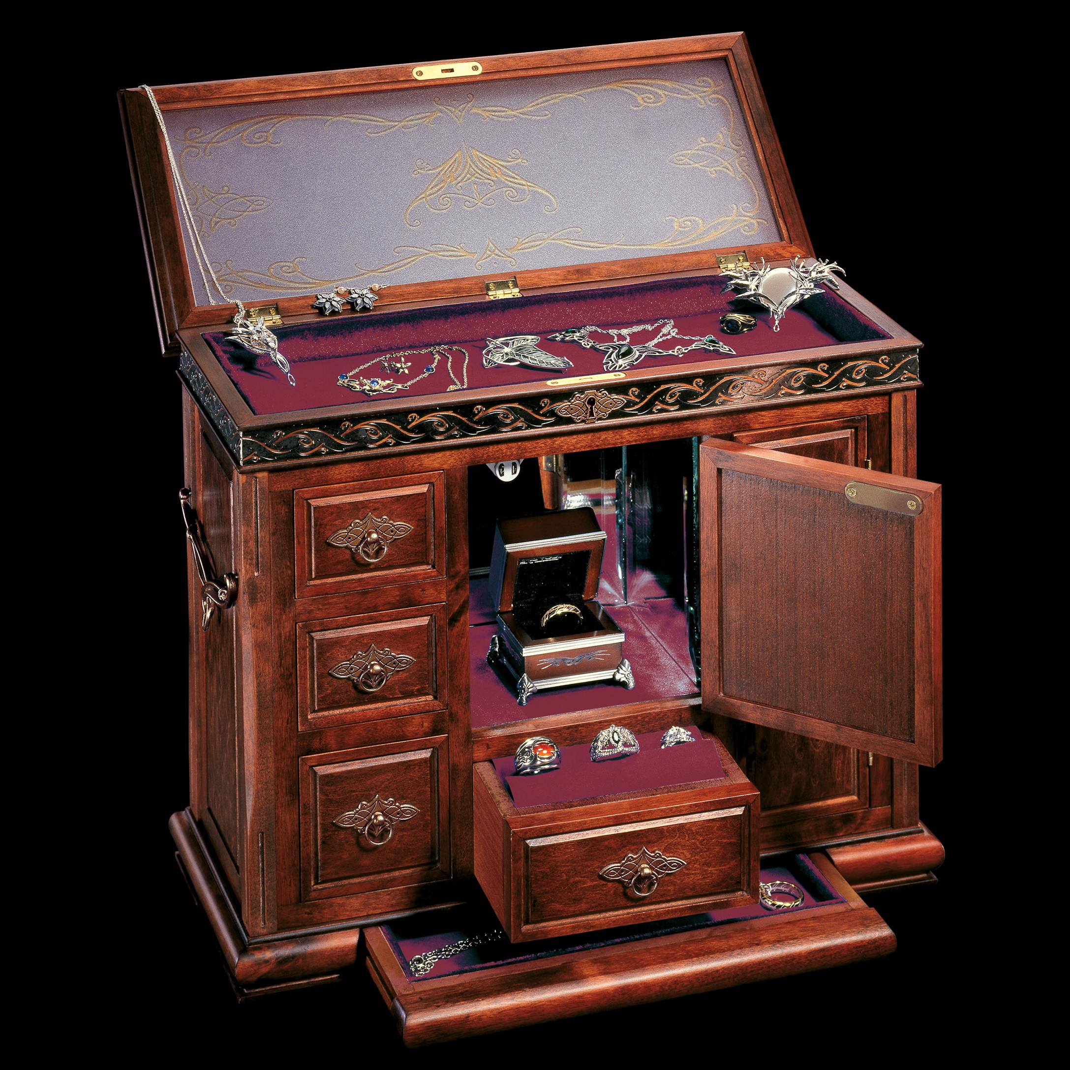 The Noble Collection The Lord of the Rings Middle Earth Treasure Chest - 12.6in (32 cm) Hardwood and Metal Jewellery Box - Officially Licensed Film Set Movie Props Gifts