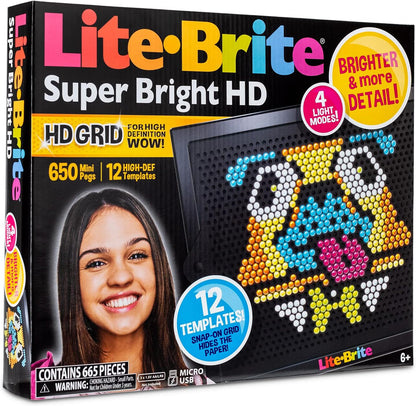 Lite-Brite | Super Brite HD | Light Up Drawing Board, LED Board with Colours, Light Up Toys for Creative Play, Glow Art Neon Effect Drawing Board, Light Toys for Kids Ages 4+ | Basic Fun 02323