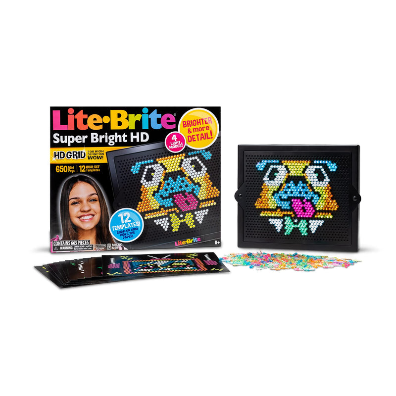 Lite-Brite | Super Brite HD | Light Up Drawing Board, LED Board with Colours, Light Up Toys for Creative Play, Glow Art Neon Effect Drawing Board, Light Toys for Kids Ages 4+ | Basic Fun 02323