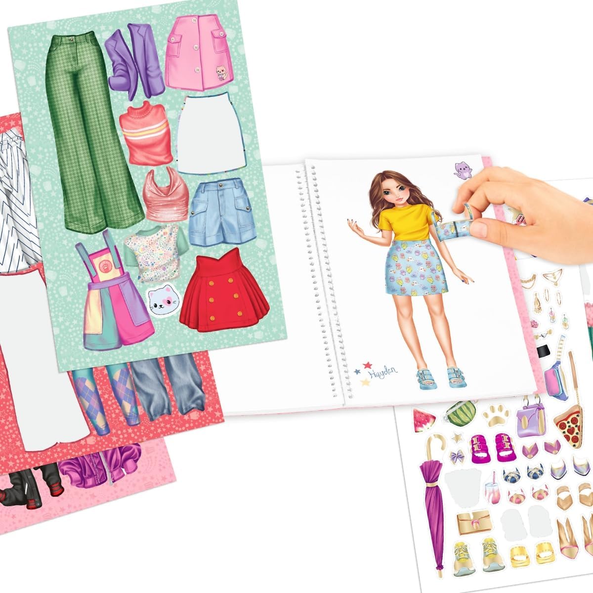 Depesche 12433 TOPModel Cutie Star-Dress 24 Pages for Designing Chic Outfits, Colouring Book with 7 Sticker Sheets