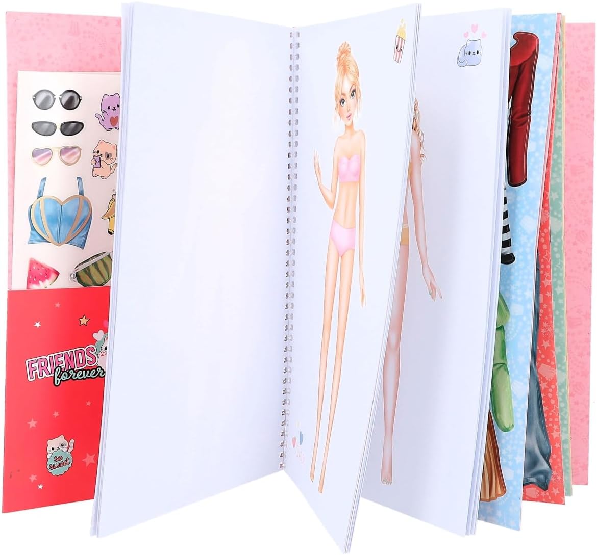 Depesche 12433 TOPModel Cutie Star-Dress 24 Pages for Designing Chic Outfits, Colouring Book with 7 Sticker Sheets