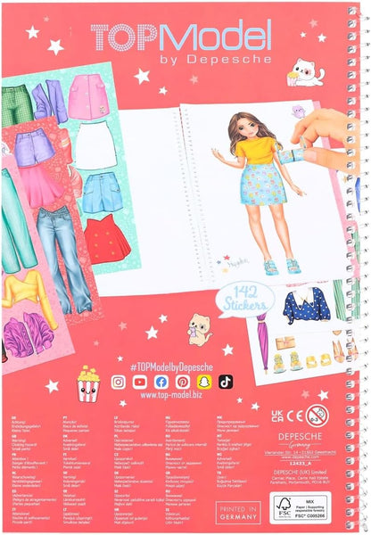 Depesche 12433 TOPModel Cutie Star-Dress 24 Pages for Designing Chic Outfits, Colouring Book with 7 Sticker Sheets