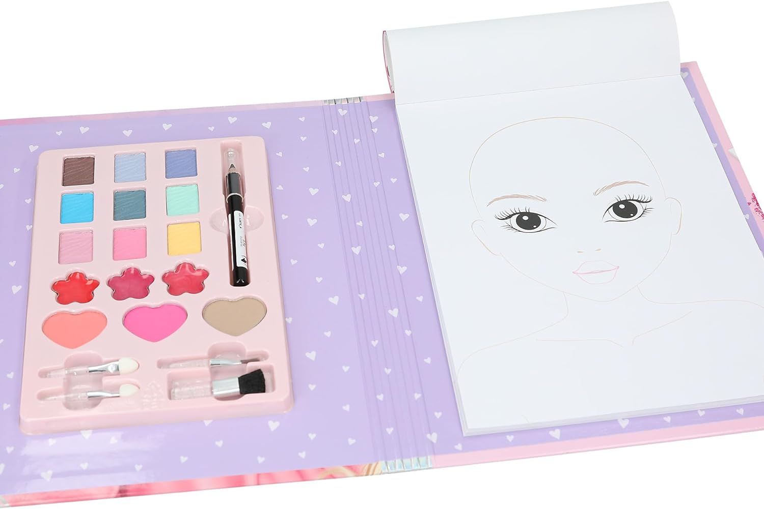 Depesche 12876 TOPModel Make Up Studio-Creative Folder for Creating Beautiful Looks, Includes Colouring Pad, Makeup Palette and 4 Brushes