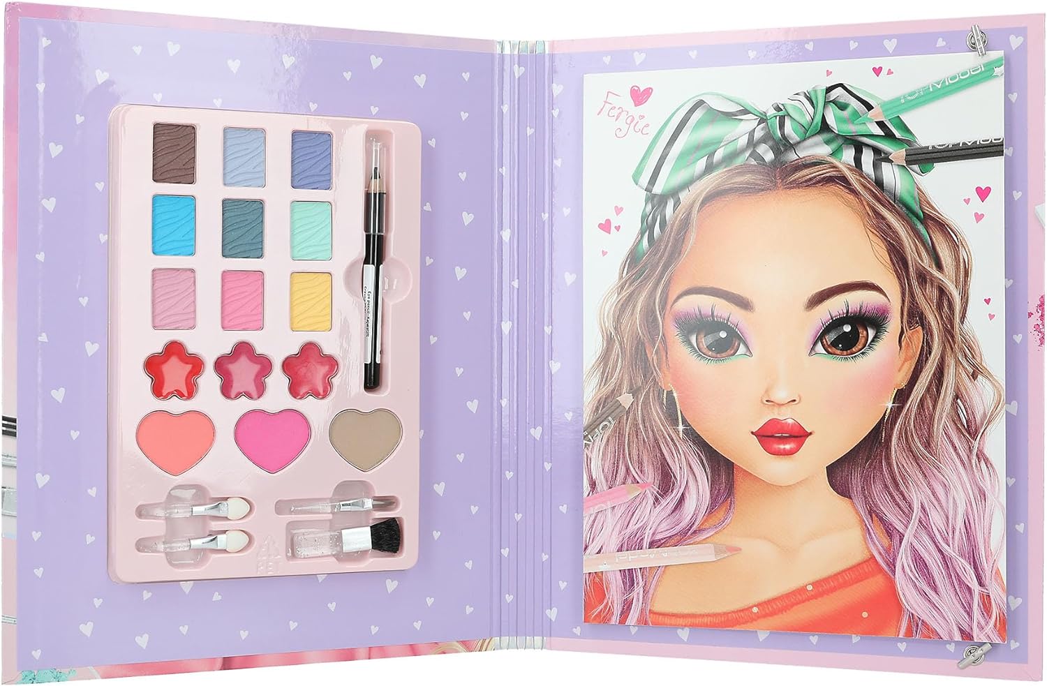 Depesche 12876 TOPModel Make Up Studio-Creative Folder for Creating Beautiful Looks, Includes Colouring Pad, Makeup Palette and 4 Brushes