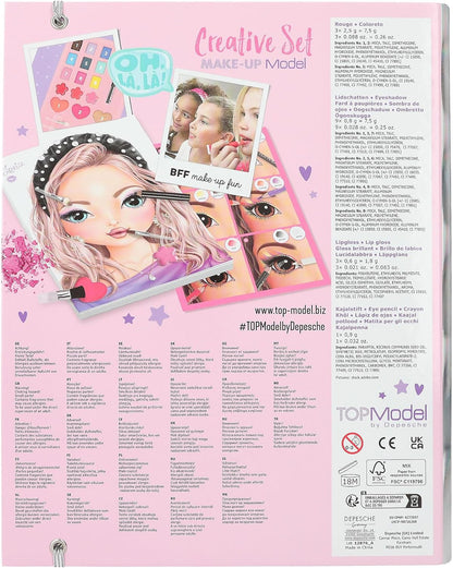 Depesche 12876 TOPModel Make Up Studio-Creative Folder for Creating Beautiful Looks, Includes Colouring Pad, Makeup Palette and 4 Brushes
