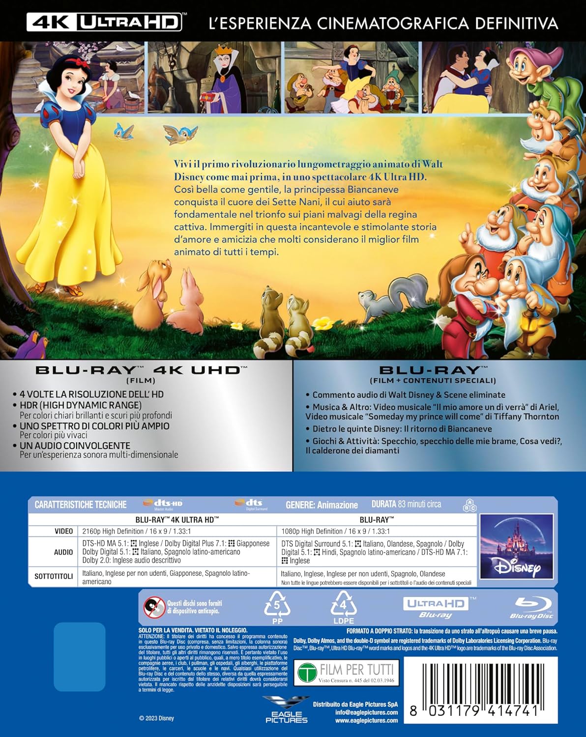 Biancaneve E I Sette Nani - 4K (Bd 4K + Bd Hd
