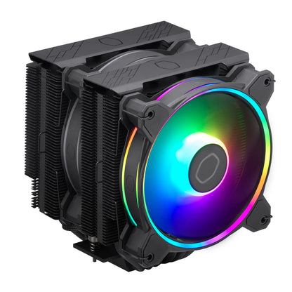 Cooler Master Hyper 622 Halo CPU Air Cooler - Aluminium Finish, 6 Compact Continuous Direct Contact Heat Pipes, Dual Tower Heat Sink, Dual Halo2 Fans, ARGB Auto Detect, LGA1700 & AM5 Brackets - Black Hyper 622 Halo Black
