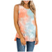 YTao Tank Tops for Women,Women's Summer Tie-Dye Sleeveless Crew-Neck Ruffles T-Shirt Casual Tank Tops (L,Yellow