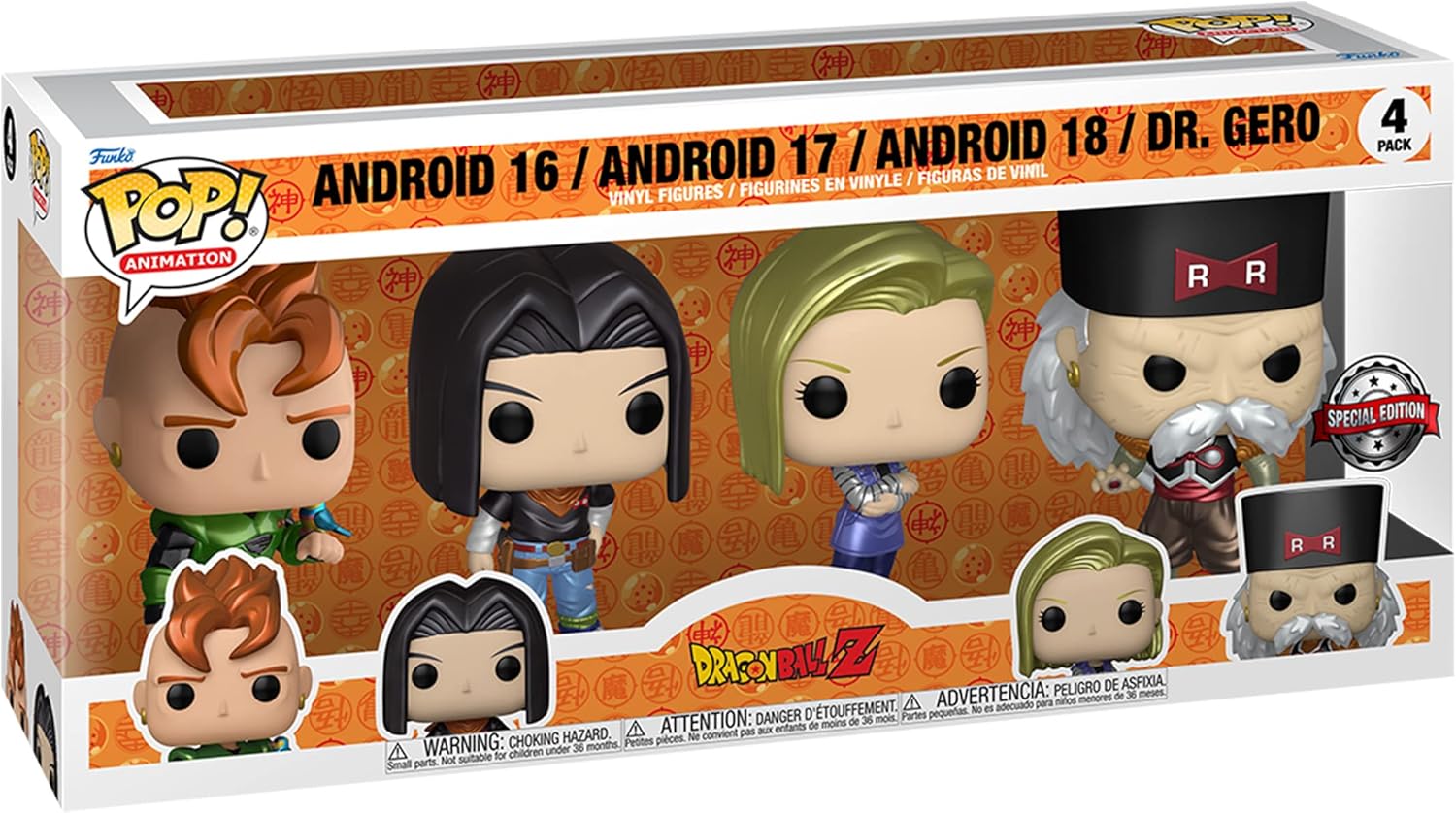 Funko Dragon Ball Z Android 16, Android 17, Android 18 and Dr. Gero Pop Vinyl Figure, 4-Pack, Multi-Colour (FUN61120) Taille unique Multi-coloured