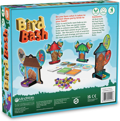 MindWare Bird Bash Family Board Game for 2-4 Players - Easy to Learn and Play in 40 Minutes - Earn Points with Action Cards - Fun Kid Board Games for Ages 8 and Up