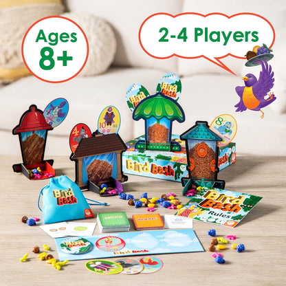 MindWare Bird Bash Family Board Game for 2-4 Players - Easy to Learn and Play in 40 Minutes - Earn Points with Action Cards - Fun Kid Board Games for Ages 8 and Up