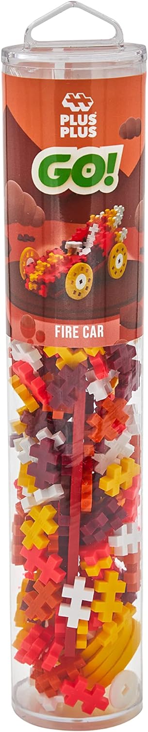 Plus-Plus Building Blocks Toy - 200 pcs Go Fire Car Kids Construction Toys, Creative Learning Resources and STEM Play for Home and Travel - Girls and Boys Toys Age 5 Plus