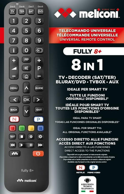 Meliconi Fully 8+ 8IN1 Nero 808014 Universal Telecomando