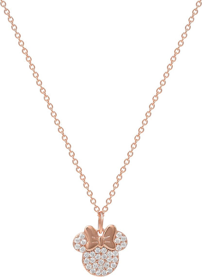 Peers Hardy Minnie Mouse Rose gold Silver plated Brass CZ Stone set necklace CF01055PZWL-Q.PH