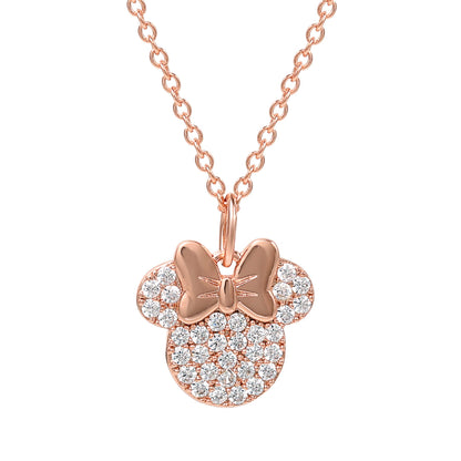 Peers Hardy Minnie Mouse Rose gold Silver plated Brass CZ Stone set necklace CF01055PZWL-Q.PH