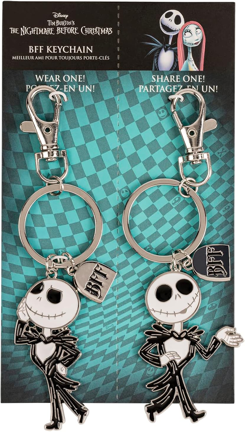 Disney The Nightmare Before Christmas Black, White and Silver BFF Keyring Set