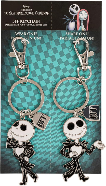 Disney The Nightmare Before Christmas Black, White and Silver BFF Keyring Set