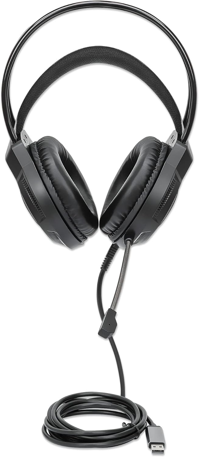 Manhattan RGB LED Over-Ear USB Gaming Headset Wired