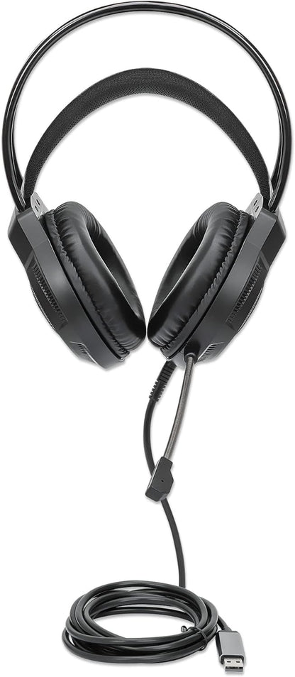 Manhattan RGB LED Over-Ear USB Gaming Headset Wired