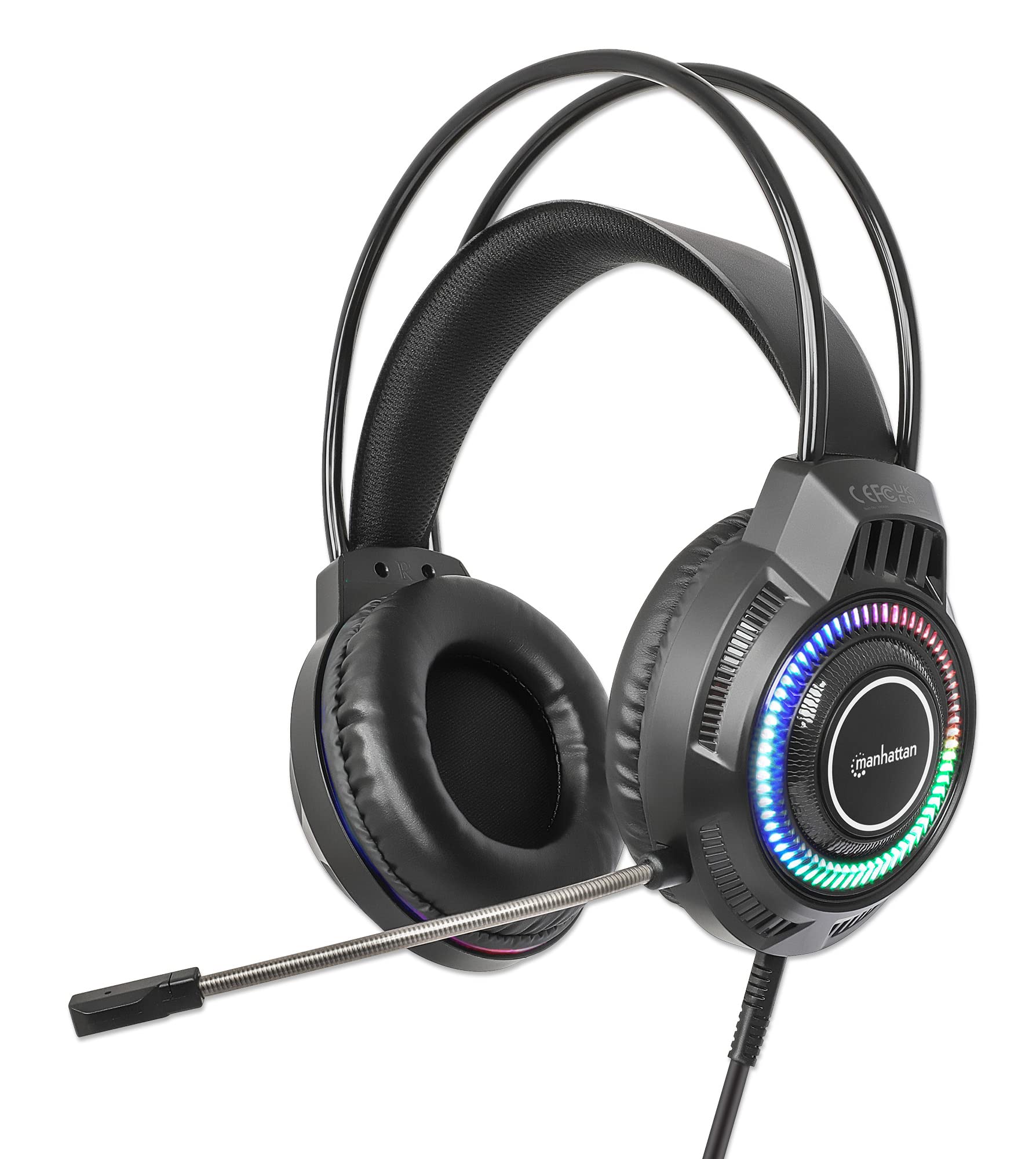 Manhattan RGB LED Over-Ear USB Gaming Headset Wired