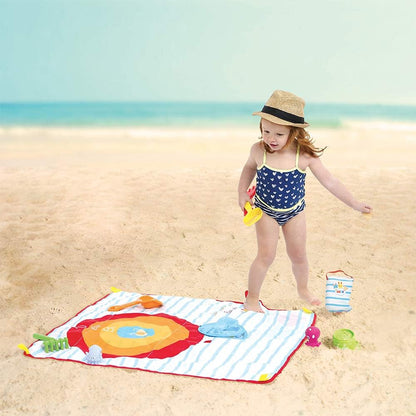 LUDI Beachside Play Mat Beach Treasures | Reversible Treasure Hunt and Target Game | Beach Toys Included | From 18 Months old