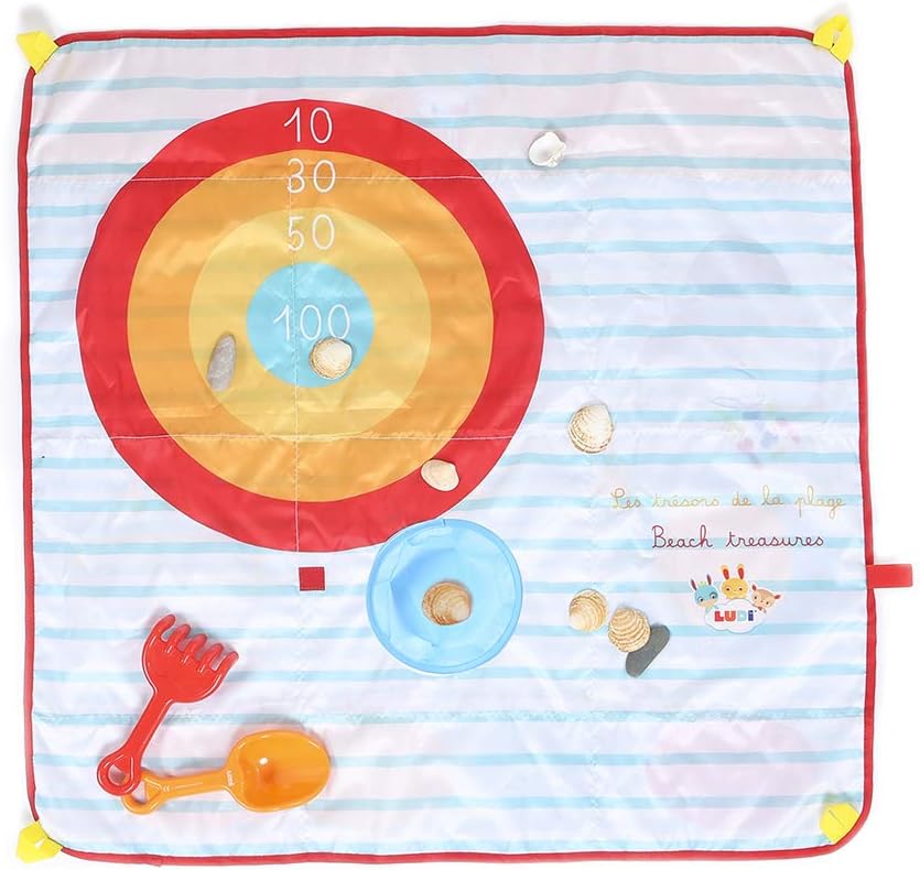 LUDI Beachside Play Mat Beach Treasures | Reversible Treasure Hunt and Target Game | Beach Toys Included | From 18 Months old
